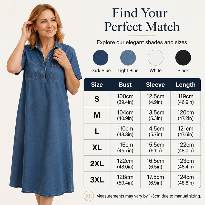 π 50% OFF NOW! π Casual Pocket Denim Midi Shirt Dress β Soft denim & relaxed fit β Functional pockets, perfect for everyday casual β comfortable and versatile β¨πΈ