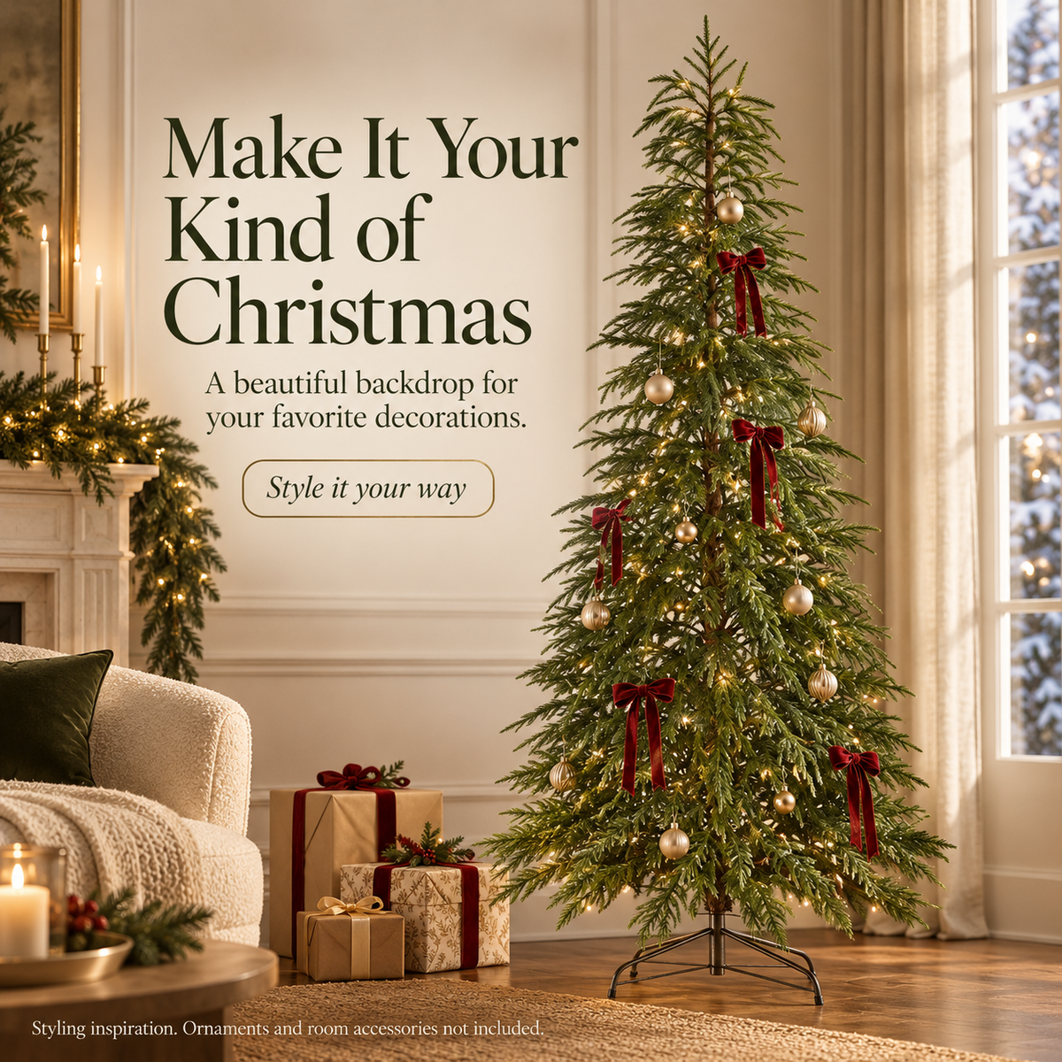 Artificial Cypress Christmas Tree | 5–7 FT, Pre-lit & Unlit