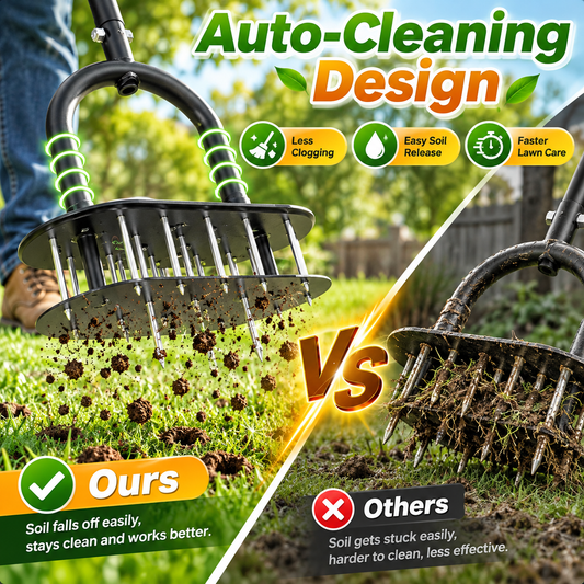 🌱 Manual Lawn Aerator – Carbon Steel Core Aerator for Compacted Soil ✨